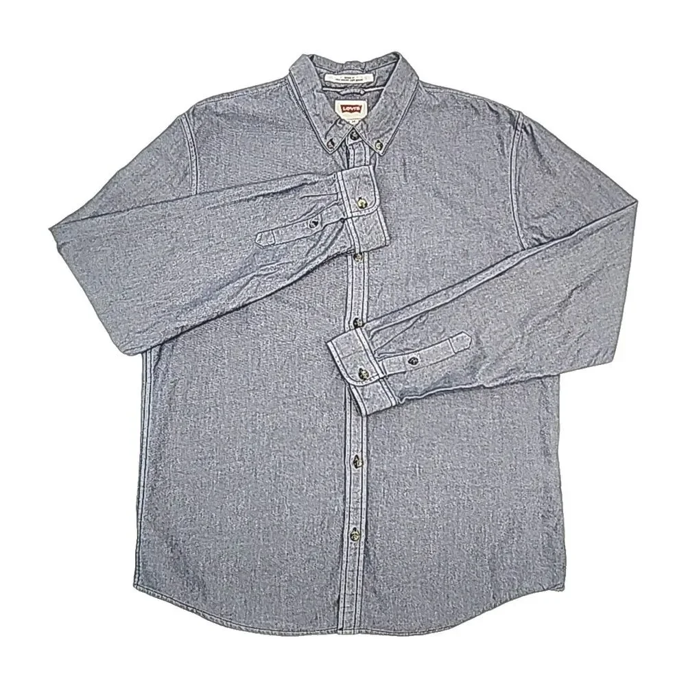 Levi’s Shirt Modern Fit Cotton Men’s Size XL Blue Chambray Denim Button Long Slv